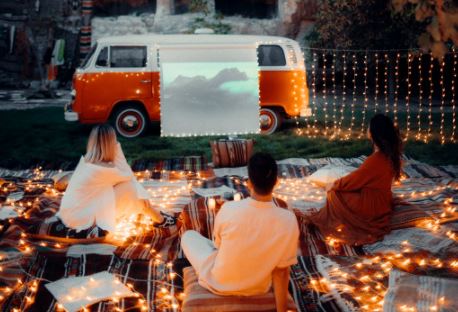 camper van outdoor movie ideas