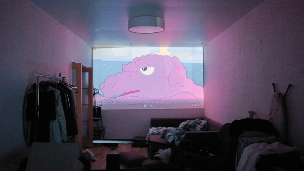 Wathing a movie with a projector