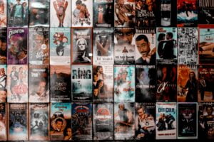 movie posters on a wall